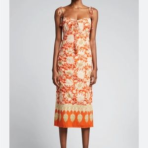 Johanna Ortiz Prettier in Spanish Print - Tie Strap Midi Dress